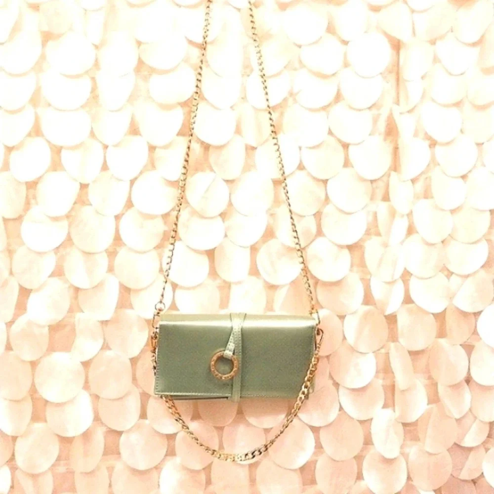 BVGARI with BOX CROSSBODY Authentic Satin Clutch Handbag w added 2 Gold … - Picture 13 of 16